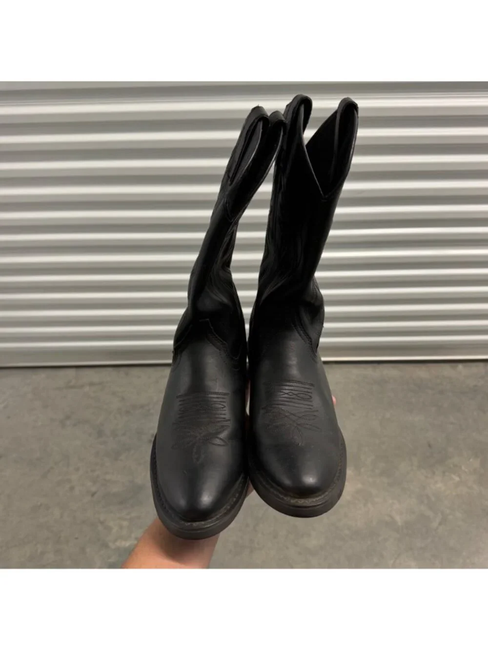 Justin JB1104 Mens Black Leather Western Cowboy Boots Size 9D